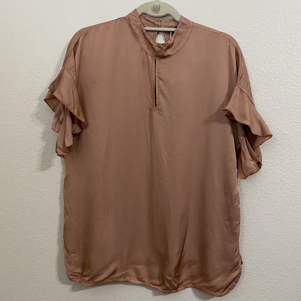 Lola Italy Womens Blouse Top Size M Silk Blend Peach New